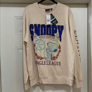 Peanuts Snoopy World Champion Beige Sweater w/raised letters for Snoopy see pics